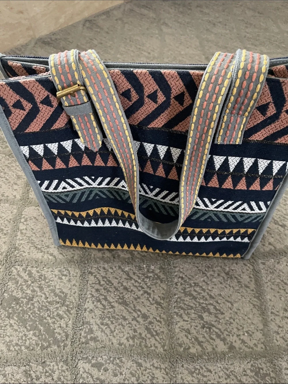 NEW Navy Beaded Tote with Dog and Star Accents - Picture 3 of 6